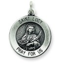 Antiqued St Lucy Medal in Sterling Silver