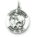 Oxidized St Michael Medal in Sterling Silver