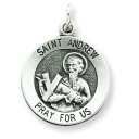 Antiqued Saint Andrew Medal in Sterling Silver