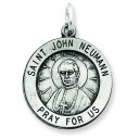 Antiqued St John Neuman Medal in Sterling Silver