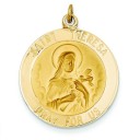 St Theresa Medal in 14k Yellow Gold
