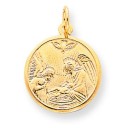 Polished Baptism Disc Pendant in 10k Yellow Gold