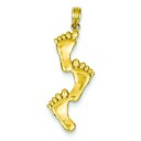 Triple Vertical Feet Pendant in 14k Yellow Gold