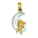 Angel On Moon Pendant in 14k Yellow Gold