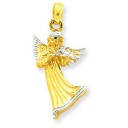 Solid Angel Harp Pendant in 14k Two-tone Gold