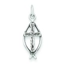 Ichthus Fish Cross Charm in Sterling Silver