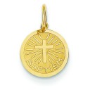 Solid Small Baptism Charm in 14k Yellow Gold