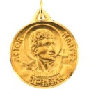 St Genesius Medal in 14k Yellow Gold