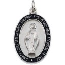 Miraculous Medal 18 Inch Chain in Sterling Silver