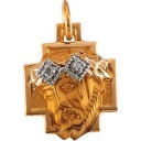 Head Of Jesus Crown Cross in 14k Yellow Gold