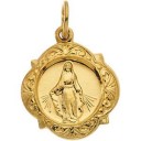 Miraculous Medal in 14k Yellow Gold