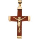 Red Jade Square Crucifix in 14k Yellow Gold
