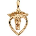 Heart and Angel Pendant in 14k Yellow Gold