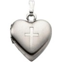 Heart Cross Locket in Sterling Silver