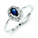 Rhodium Sapphire Diamond Ring