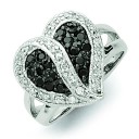 Antiqued Black Clear Zirconia Heart Ring