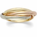 Three Band Rolling Ring in 14k Tri-color Gold