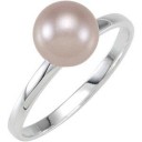 Stackable Pink 8 Glass Pearl Ring in Sterling Silver