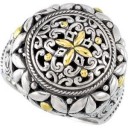 Filigree Design Ring in 18k Yellow Gold & Sterling Silver