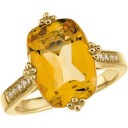 Citrine Diamond Ring in 14k Yellow Gold (0.08 Ct. tw.) (0.08 Ct. tw.)