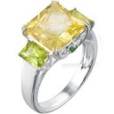 Quartz Peridot Chrome Diopside Ring in Sterling Silver