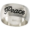 Antiqued Half Round Peace Ring in Sterling Silver