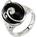 Onyx Diamond Ring in Sterling Silver
