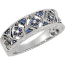 Genuine Blue Sapphire Diamond Ring in 14k White Gold (0.04 Ct. tw.) (0.04 Ct. tw.)