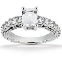 Emerald Cut Diamond Engagement Ring in 14K White Gold